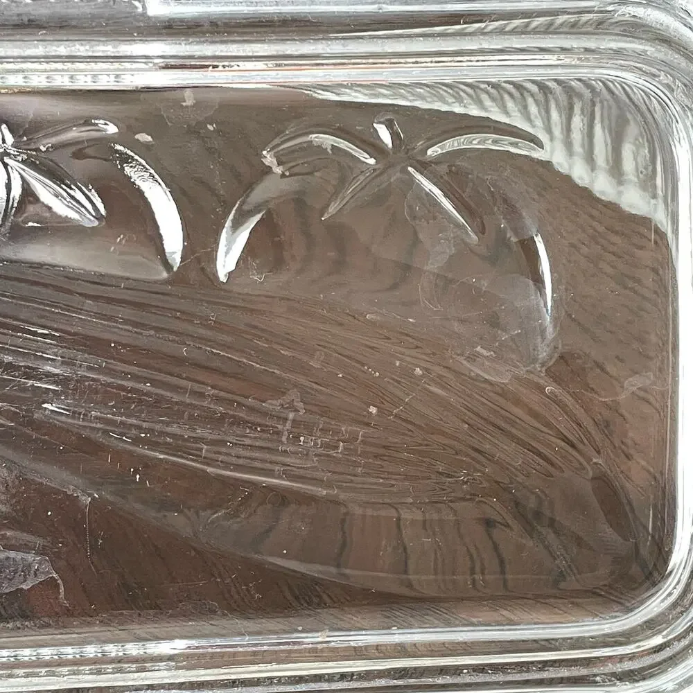 Vintage Federal Glass Refrigerator Dish Ribbed Clear Glass Fruit Lid READ Dscpt